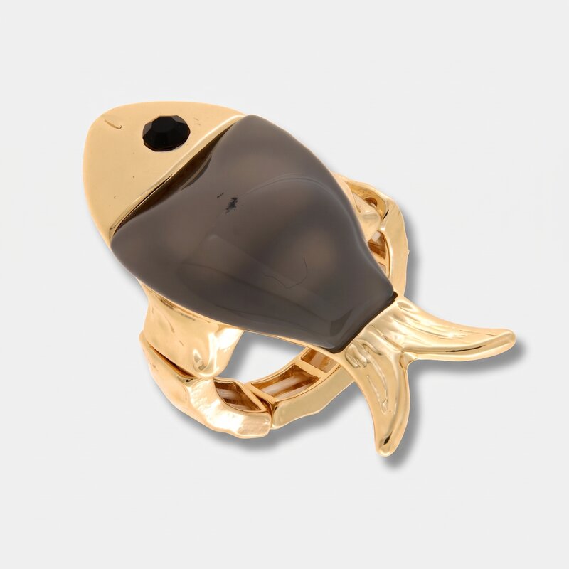 Anello in Metallo a forma di pesce con rifiniture martellate BYS - gioiello BySimon