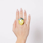Anello in Metallo a forma di limone giallo