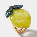 Anello in Metallo a forma di limone giallo - BYSIMON gioielli