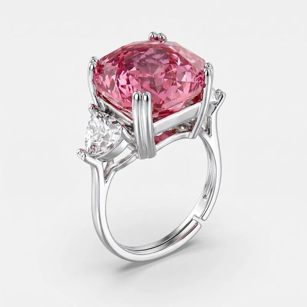 Anello in Metallo con zircone rosa - BYSIMON gioielli
