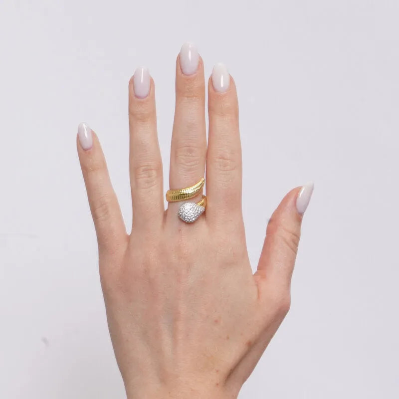 Anello in Metallo dorato pietra grigia ovale AMOVENEZIA - gioiello BySimon