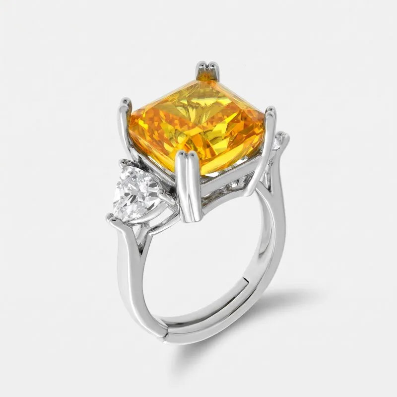 Anello in Metallo con zircone centrale giallo