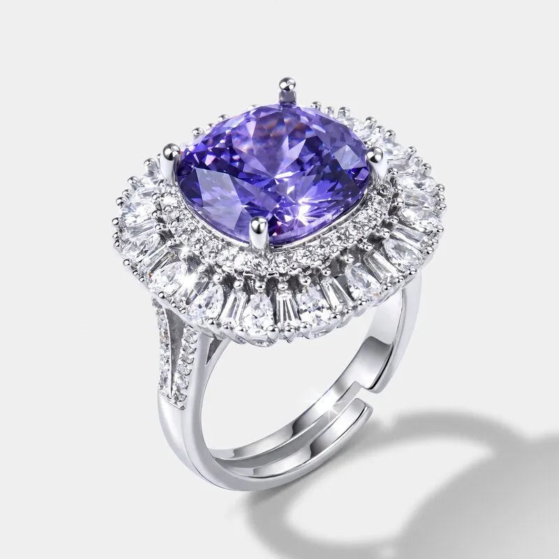 Anello in Metallo zircone quadrato blu ghiaccio