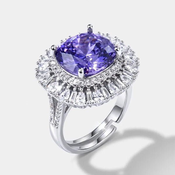 Anello in Metallo zircone quadrato blu ghiaccio