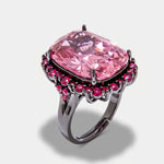 Anello in Metallo con zircone rettangolare rosa - BYSIMON gioielli