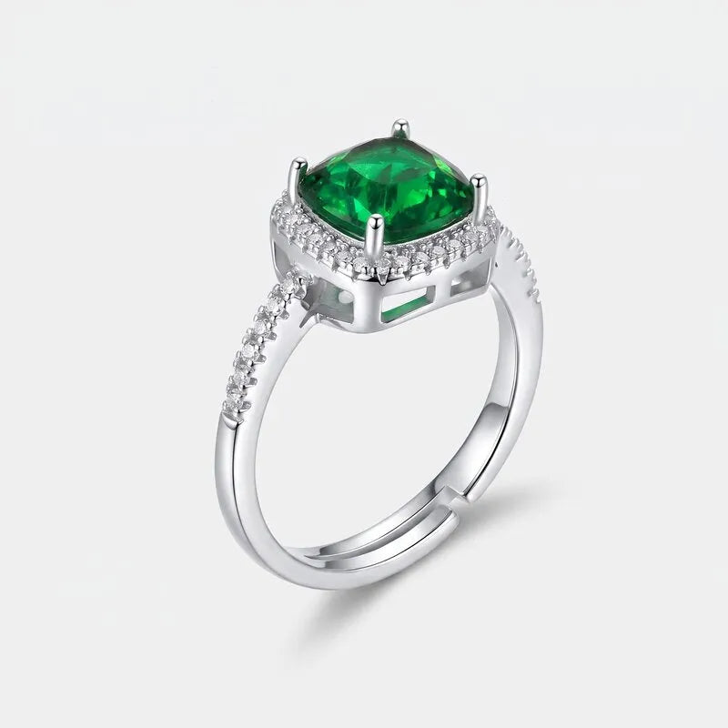 Anello in Metallo con zircone verde quadrato