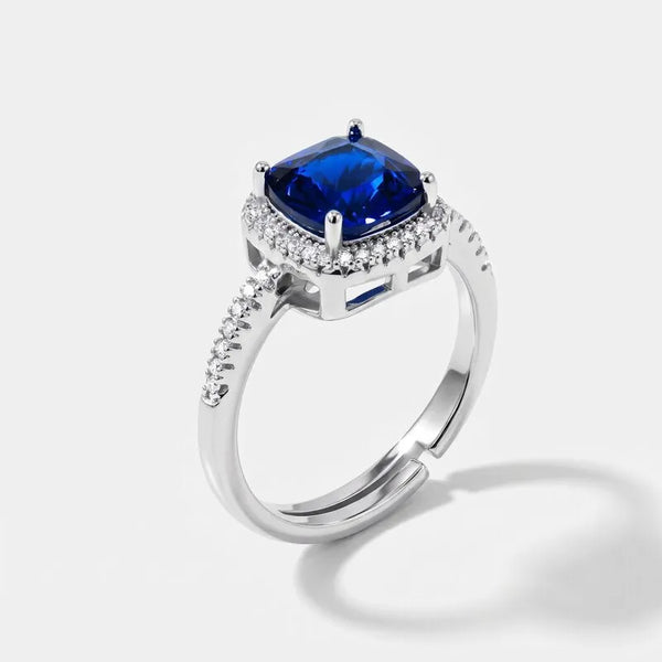 Anello in Metallo con zircone blu quadrato
