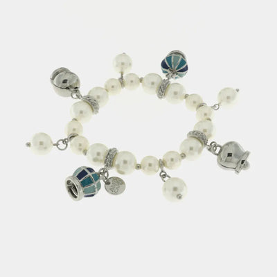 Bracciale in Metallo con perle e campane blu - BYSIMON gioielli