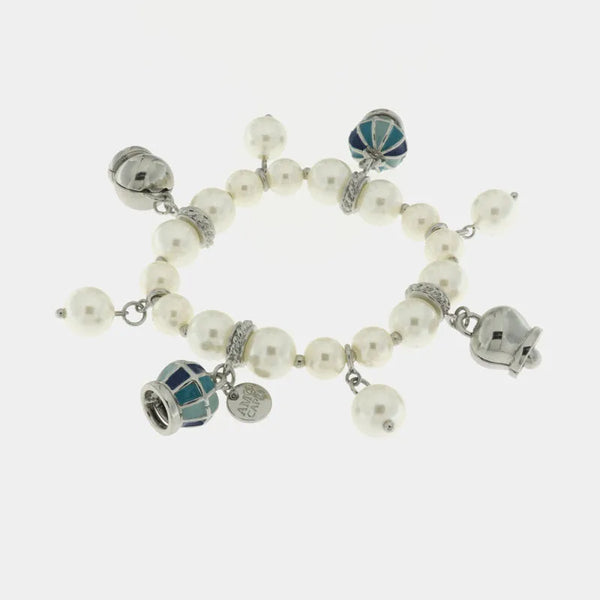 Bracciale in Metallo con perle e campane blu - BYSIMON gioielli