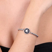 Bracciale in Metallo elastico con sfere e medaglietta stella