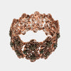 Bracciale in Metallo elastico, con fiori e cristalli verdi