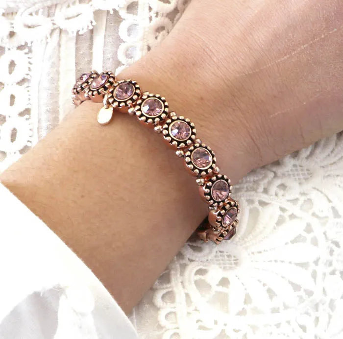 Bracciale in Metallo elastico,  con cristalli viola