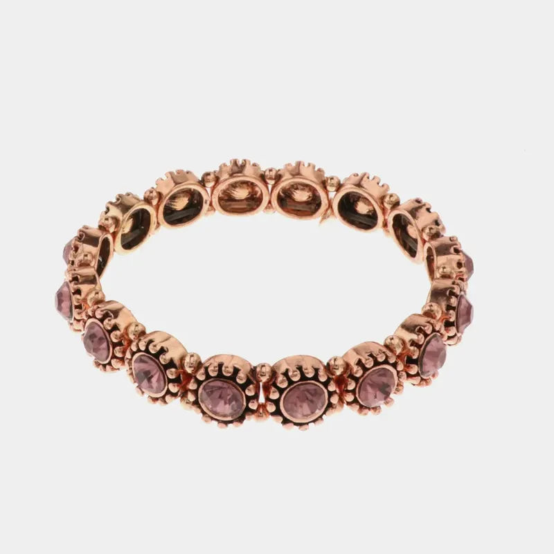 Bracciale in Metallo elastico,  con cristalli viola