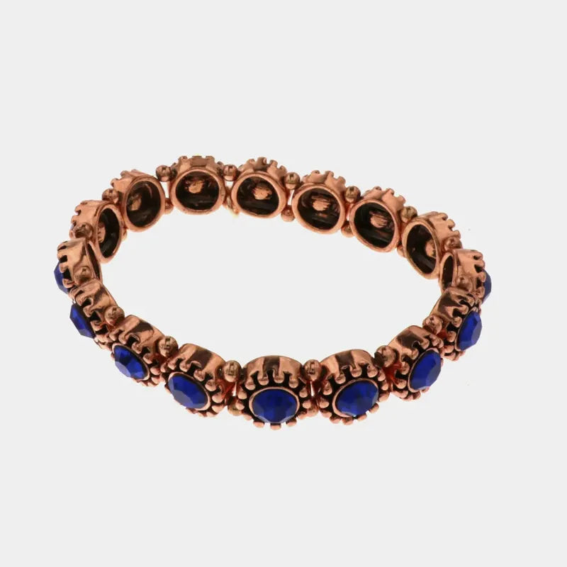 Bracciale in Metallo elastico, con cristalli zaffiro