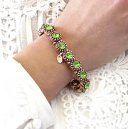 Bracciale in Metallo elastico,  con cristalli verde