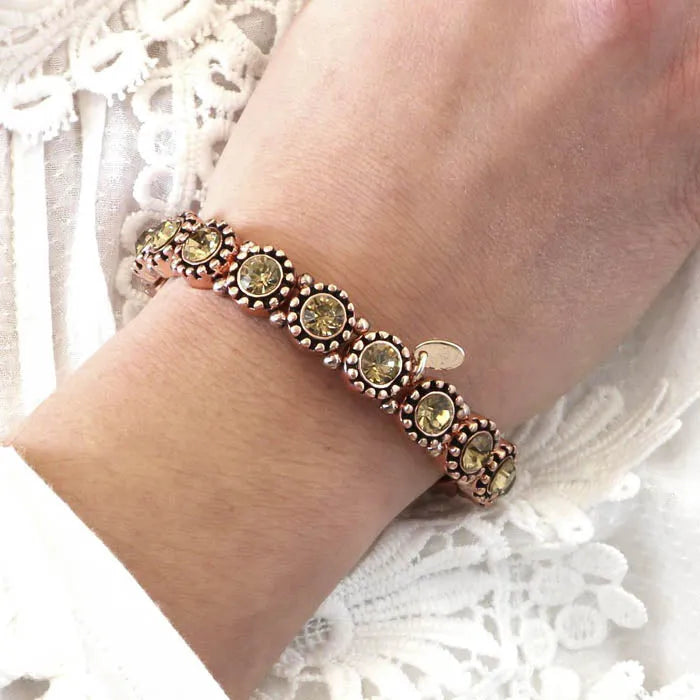 Bracciale in Metallo elastico, con cristalli giallo