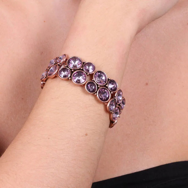 Bracciale in Metallo elastico, con cristalli azzurro