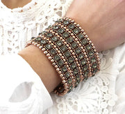 Bracciale in Metallo elastico, con cristalli verde