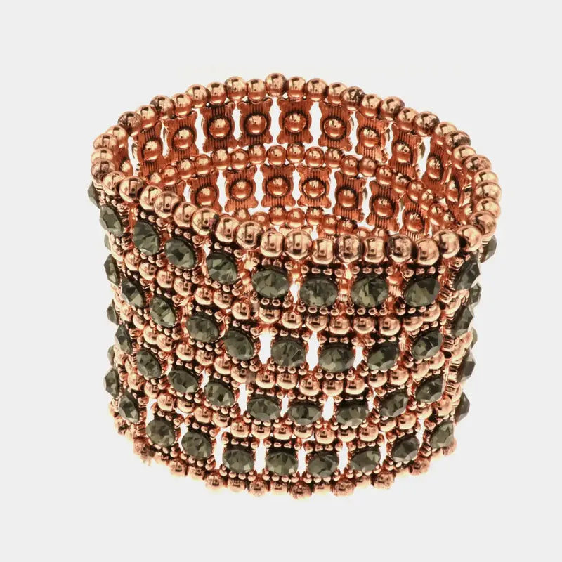 Bracciale in Metallo elastico, con cristalli verde