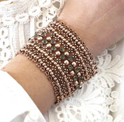 Bracciale in Metallo elastico con crisatlli verde