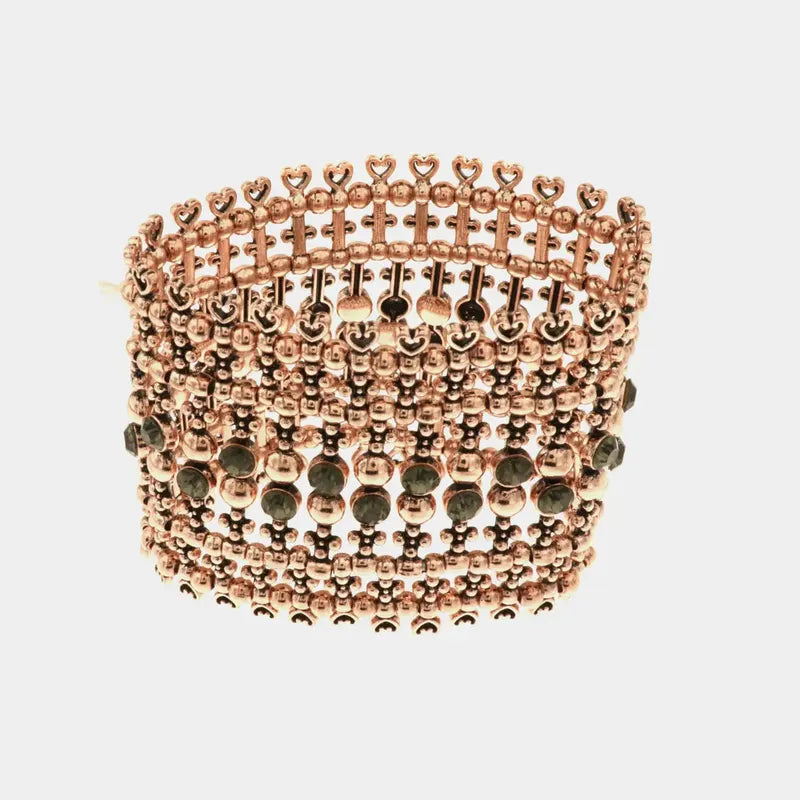 Bracciale in Metallo elastico con crisatlli verde
