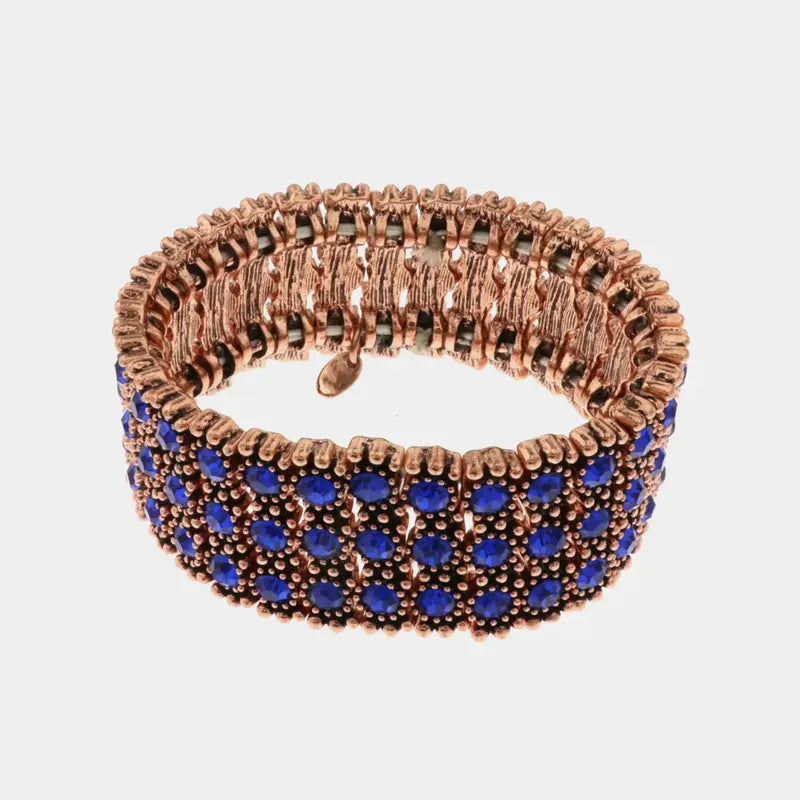 Bracciale in Metallo elastico, con cristalli zaffiro