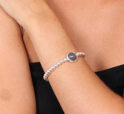 Bracciale in Metallo elastico con pietra marrone