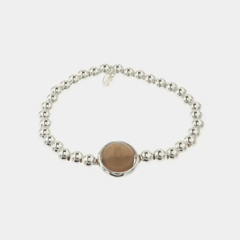 Bracciale in Metallo elastico con pietra marrone