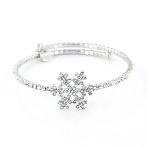Bracciale in Metallo semirigido con cristalli e fiocco neve