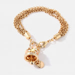 Bracciale in Metallo catena multifilo, con campana pendente impreziosita da cristalli colorati e punti luce bianchi - BYSIMON gioielli