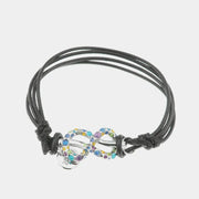 Bracciale in Metallo in caucciu, con simbolo infinito impreziosito da cristalli multicolore