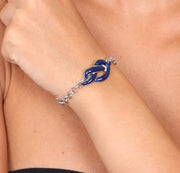 Bracciale in Metallo maglia rolò, con nodo impreziosito da smalto blu