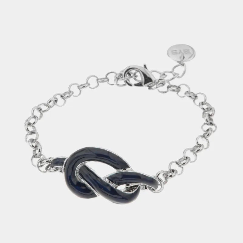 Bracciale in Metallo maglia rolò, con nodo impreziosito da smalto blu