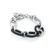 Bracciale in Metallo a catena lavorata, con elementi smaltati in gomma nera