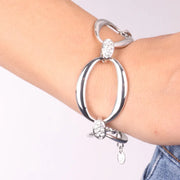 Bracciale in Metallo con catene ovali impreziosite da dettagli in cristalli bianchi