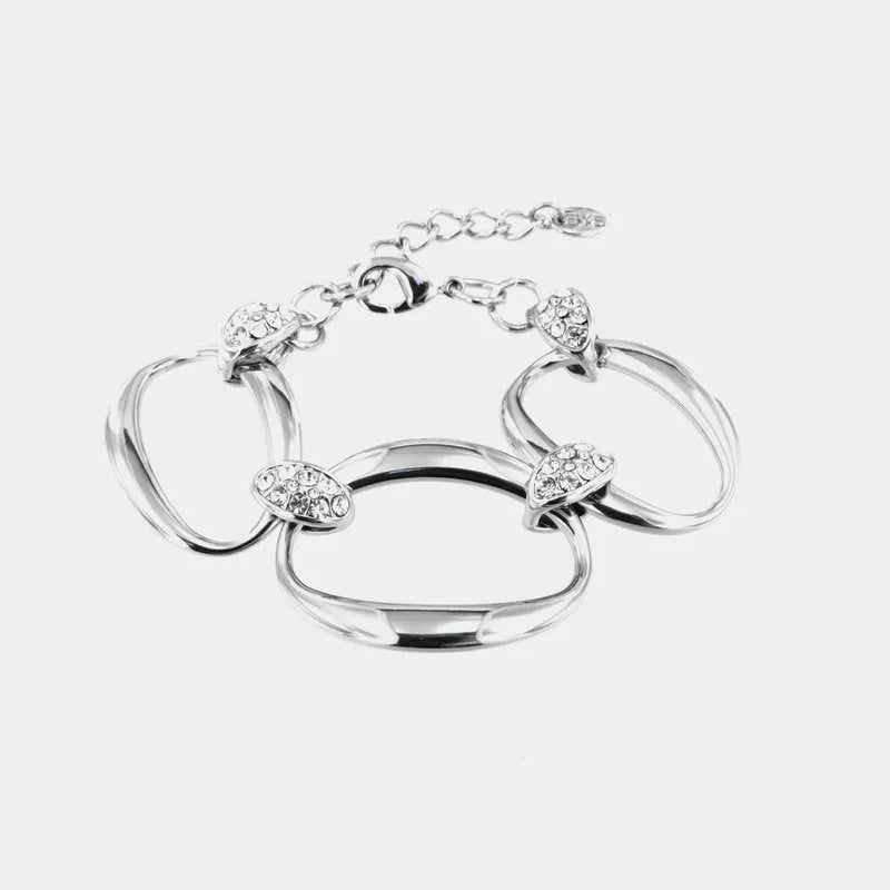 Bracciale in Metallo con catene ovali impreziosite da dettagli in cristalli bianchi