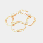 Bracciale in Metallo con catene ovali impreziosite da dettagli in cristalli bianchi