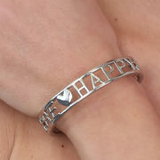 Bracciale in Metallo  con scritta  BE HAPPY