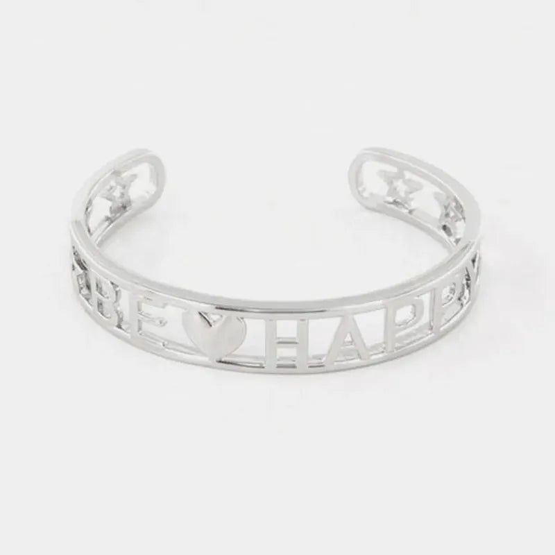 Bracciale in Metallo  con scritta  BE HAPPY