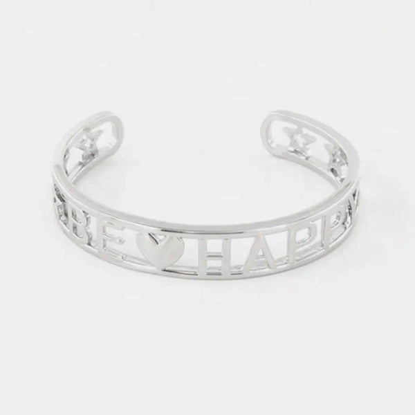 Bracciale in Metallo  con scritta  BE HAPPY