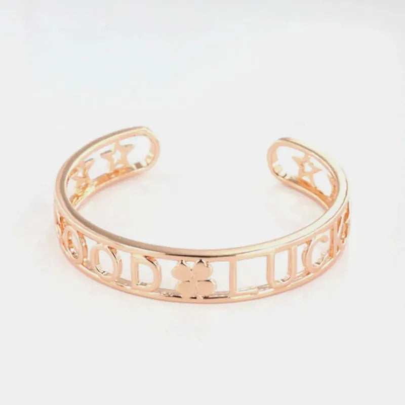 Bracciale in Metallo  con scritta GOOD  LUCK