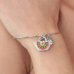 Bracciale in Metallo rigido, con coffa siciliana impreziosita da disegno ruota carretto in smalti colorati