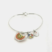Bracciale in Metallo rigido, con coffa siciliana impreziosita da disegno ruota carretto in smalti colorati
