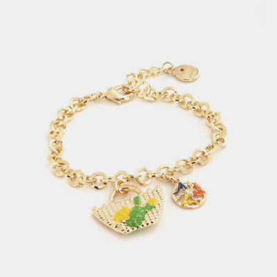 Bracciale in Metallo con coffa siciliana con disegno fico d'india e limoni di Sicilia - BYSIMON gioielli