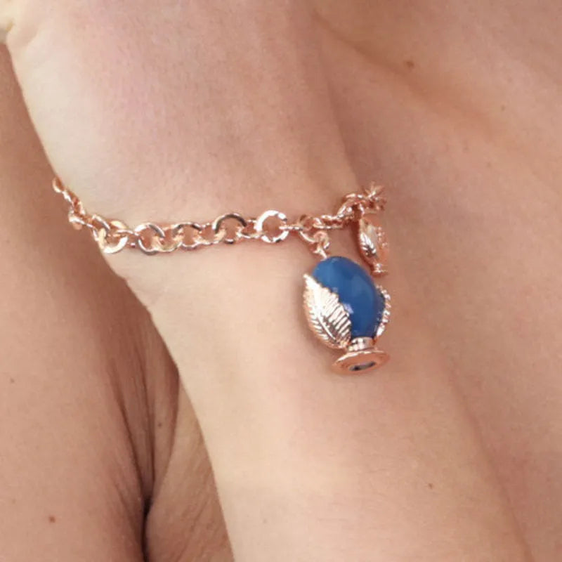 Bracciale pumo pugliese pendente blu con mini pumo | gioielli con pumo pugliese | BYSIMON