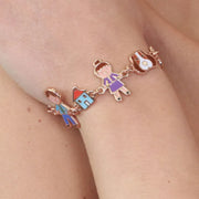 Bracciale in Metallo con ciondoli famiglia impreziositi da smalti colorati