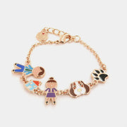 Bracciale in Metallo con ciondoli famiglia impreziositi da smalti colorati