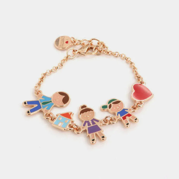 Bracciale in Metallo con ciondoli famiglia impreziositi da smalti colorati - BYSIMON gioielli
