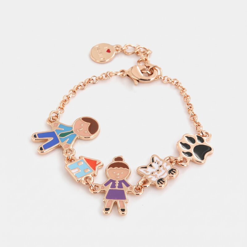 Bracciale in Metallo con ciondoli famiglia impreziositi da smalti colorati - BYSIMON gioielli
