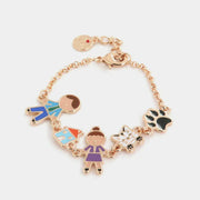 Bracciale in Metallo con ciondoli famiglia impreziositi da smalti colorati